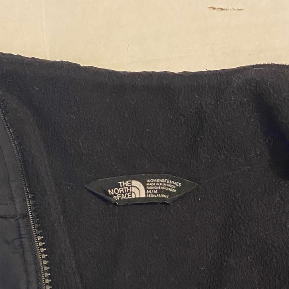 Womens The North Face Fleece 3/4 Zip Jacket Coat in Black with Nylon / Medium - Picture 3 of 8